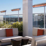 Infratech W Series Electric Heaters Pole Mounted at Hotel Rooftop - installation view