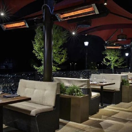 Infratech WD Series 33" Heaters Mounted on Umbrella for Outdoor Dining