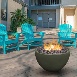 Modern Blaze 36-Inch Round Slate Concrete Fire Bowl on patio deck