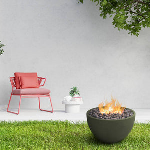 Modern Blaze 36-Inch Round Slate Concrete Fire Bowl in the garden