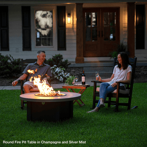 Modern Blaze 42-Inch Round Fire Pit Table in garden