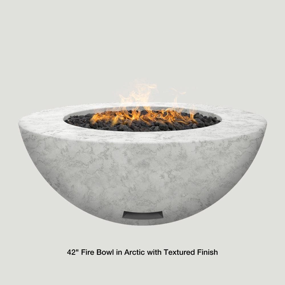 Modern Blaze 42-Inch Round Gas Fire Bowl in Arctic With Textured Finish - lifestyle view