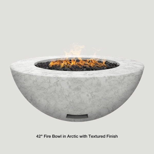 Modern Blaze 42-Inch Round Gas Fire Bowl in Arctic With Textured Finish - lifestyle view