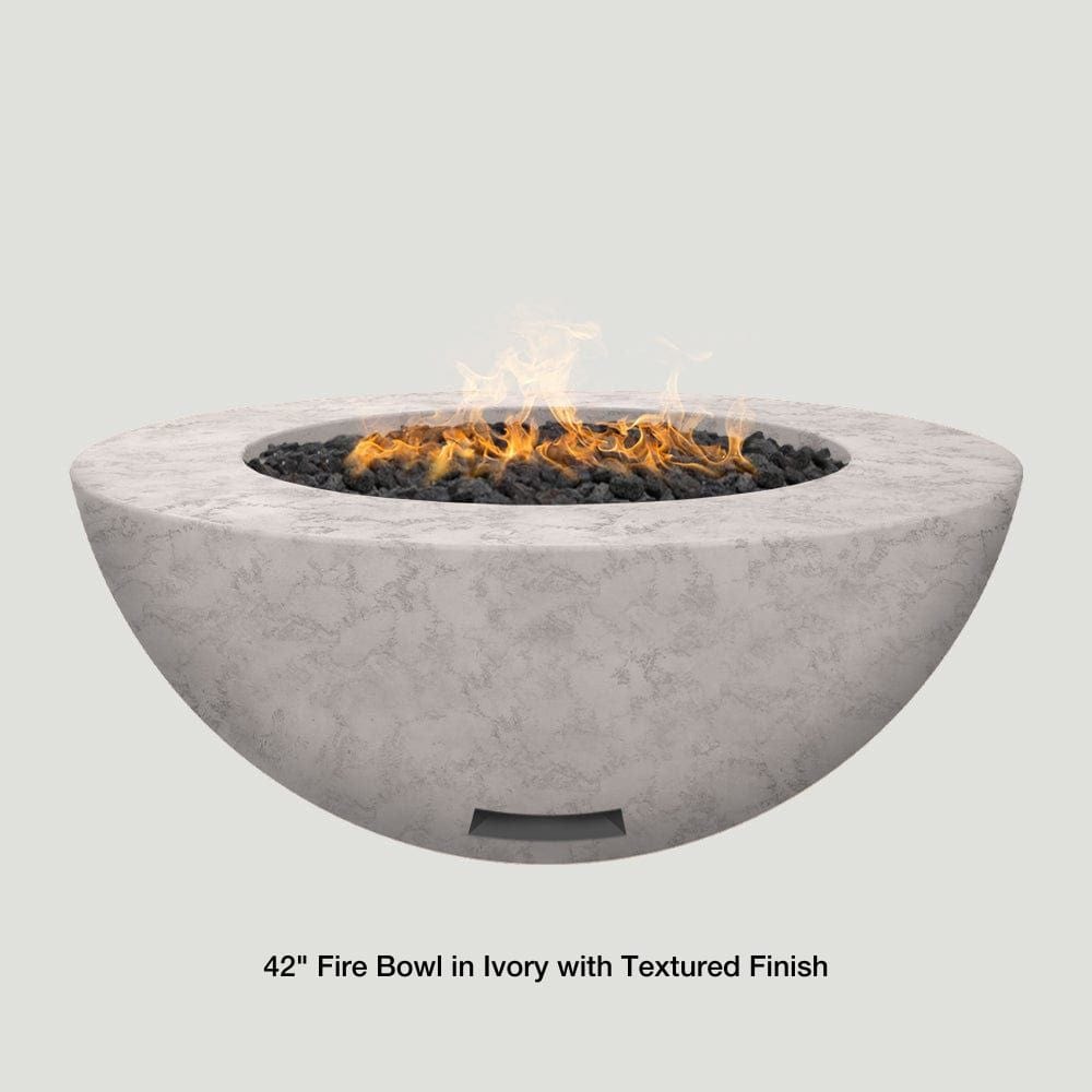 Modern Blaze 42-Inch Round Gas Fire Bowl in Ivory With Textured Finish - angle view