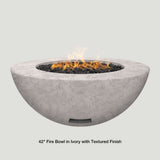 Modern Blaze 42-Inch Round Gas Fire Bowl in Ivory With Textured Finish - angle view