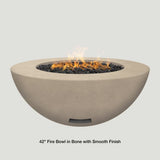 Modern Blaze 42-Inch Round Gas Fire Bowl in Bone With Smooth Finish - angle view