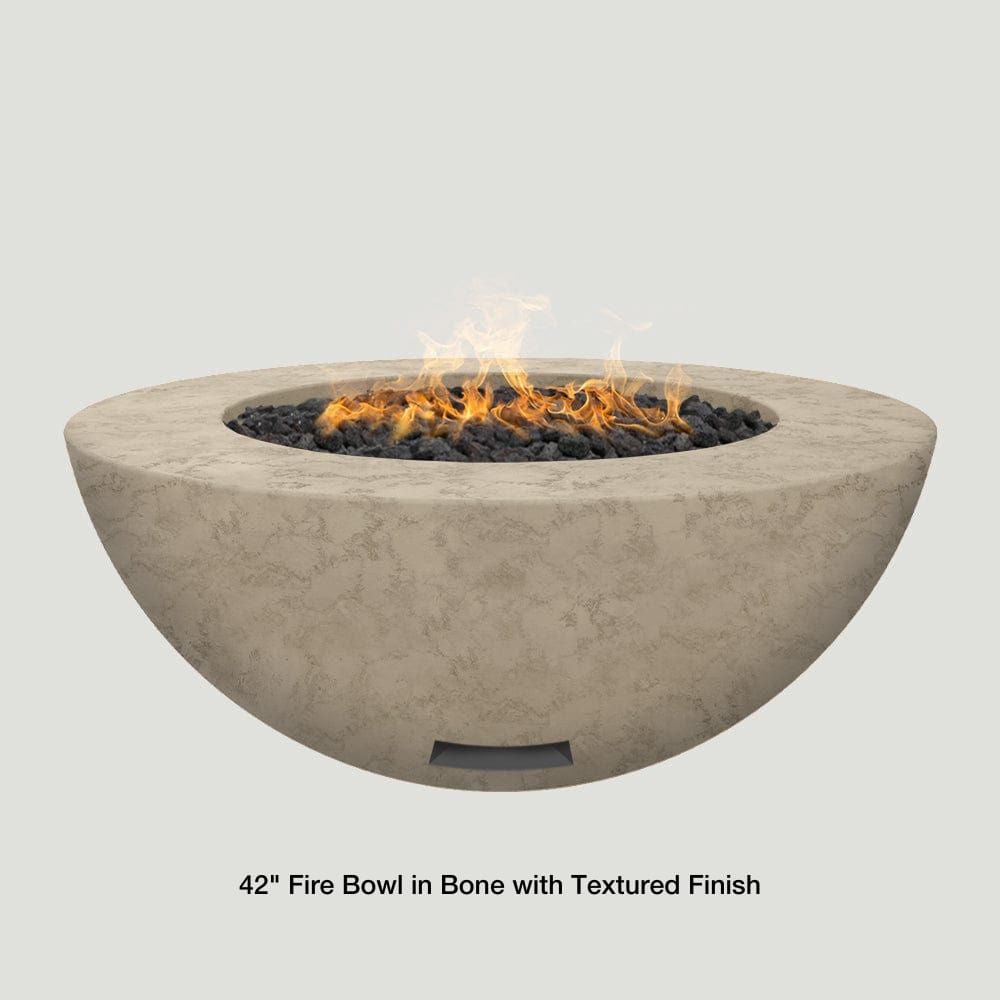 Modern Blaze 42-Inch Round Gas Fire Bowl in Bone With Textured Finish - angle view