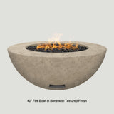 Modern Blaze 42-Inch Round Gas Fire Bowl in Bone With Textured Finish - angle view
