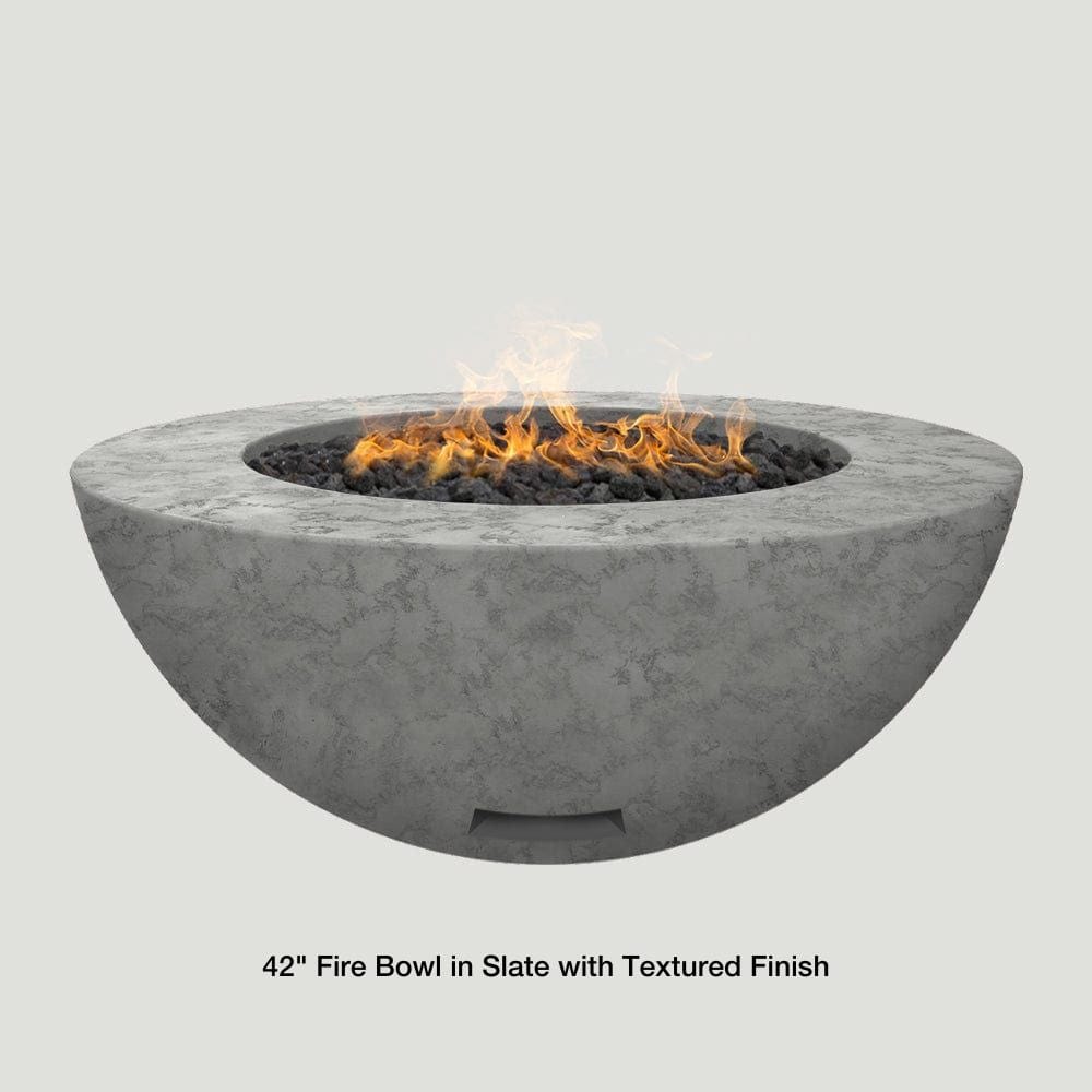 Modern Blaze 42-Inch Round Gas Fire Bowl in Slate With Textured Finish - angle view