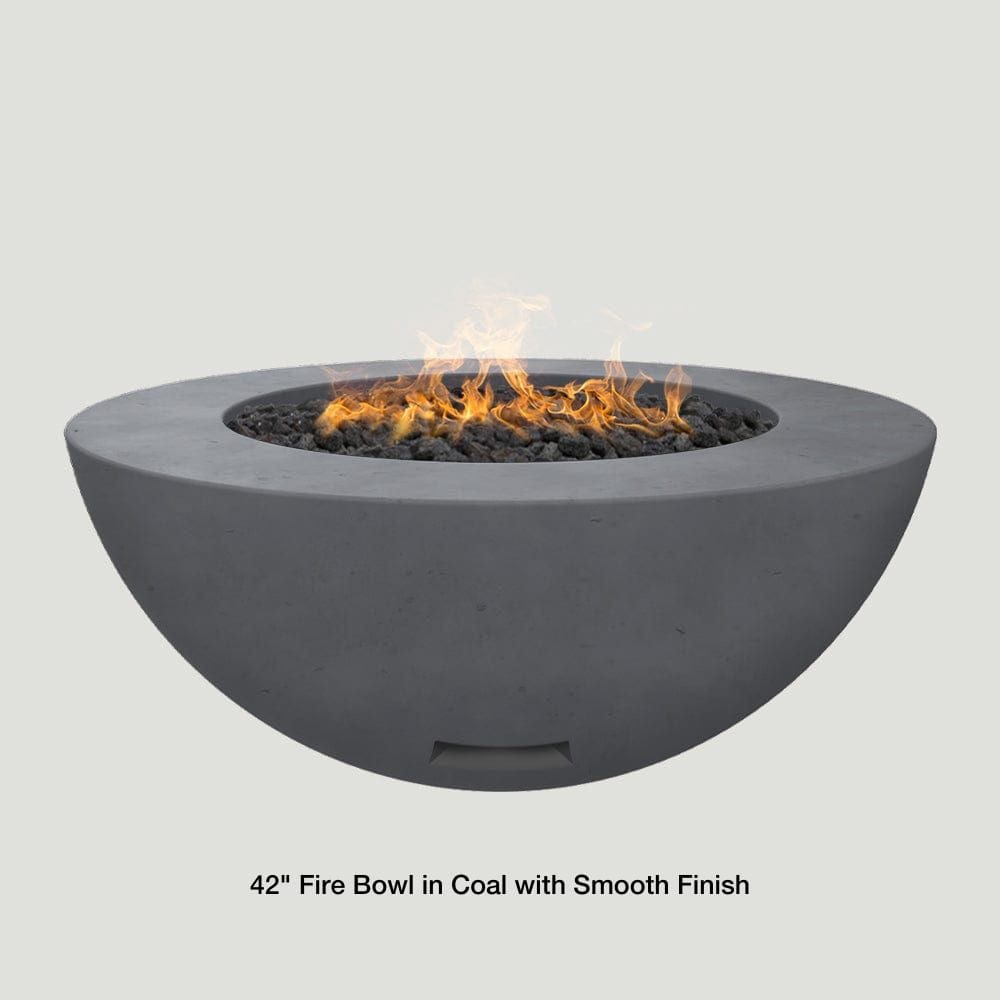 Modern Blaze 42-Inch Round Gas Fire Bowl in Coal With Smooth Finish - angle view