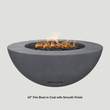 Modern Blaze 42-Inch Round Gas Fire Bowl in Coal With Smooth Finish - angle view
