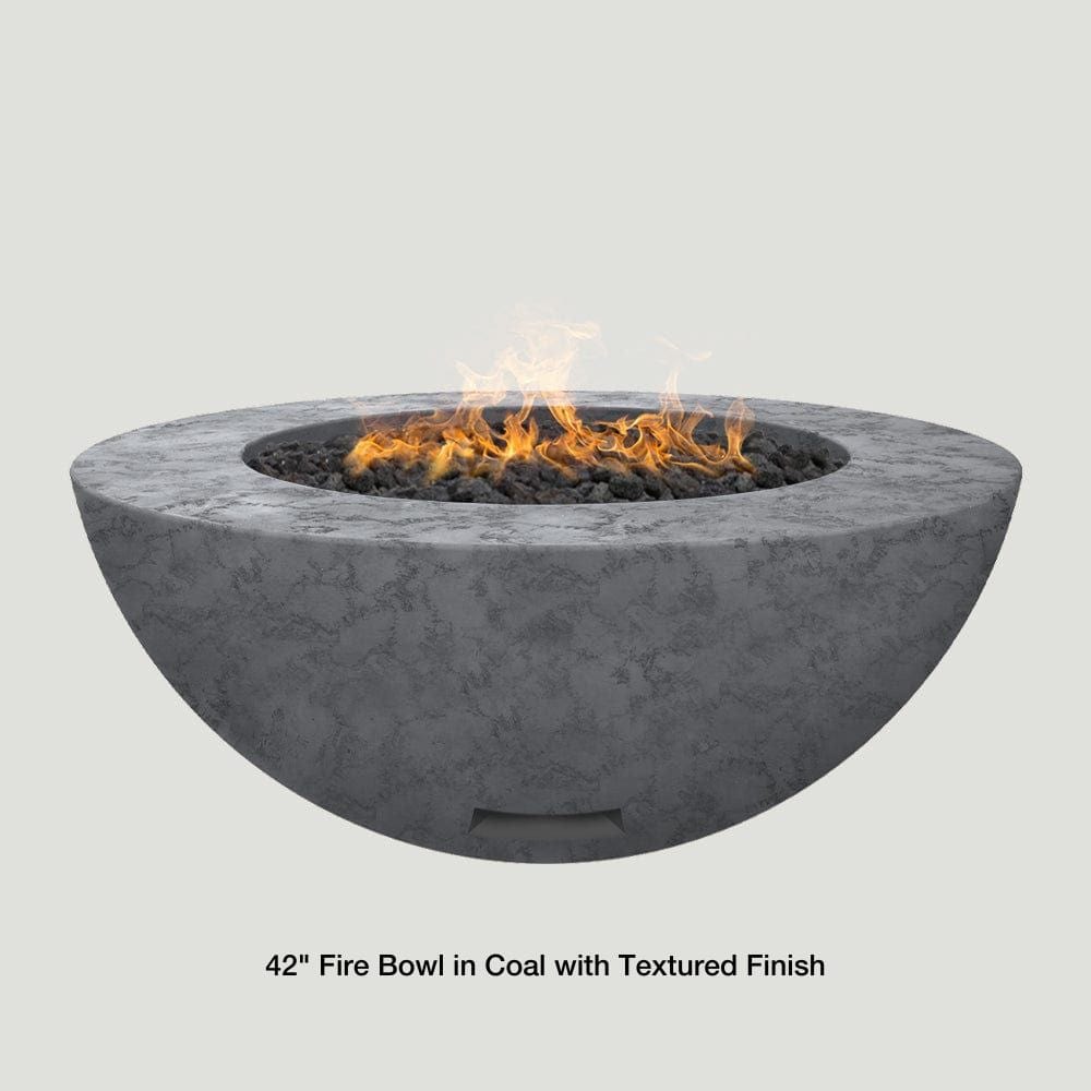 Modern Blaze 42-Inch Round Gas Fire Bowl in Coal With Textured Finish - angle view