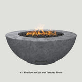 Modern Blaze 42-Inch Round Gas Fire Bowl in Coal With Textured Finish - angle view