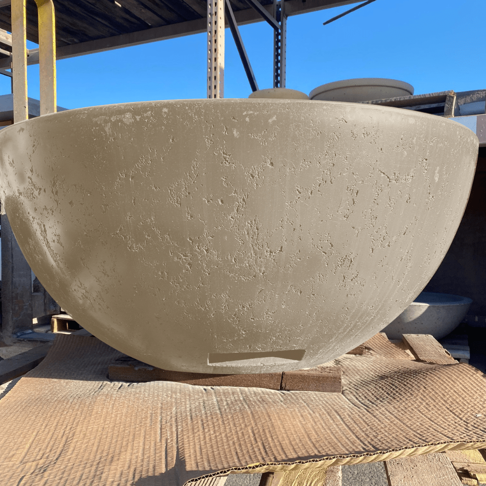 Modern Blaze Round Bone Concrete Fire Bowl with Textured Finish