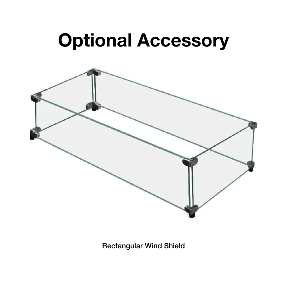 rectangular wind shield for modern blaze linear fire pit table