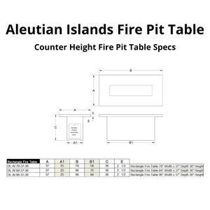 Aleutian Islands Counter Height Fire Pit Table Specs