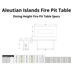 Aleutian Islands Dining Height Fire Pit Table Specs