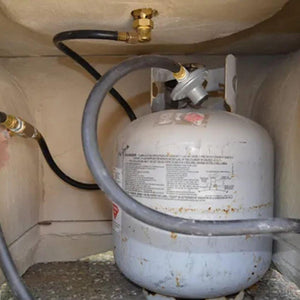 Gas tank hidden inside Fire Pit tab le