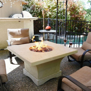 Modern Blaze Mt. Shasta Square Concrete Dining Height Fire Pit Table