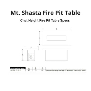 Mt Shasta Linear Chat Height Fire Pit Table Specs