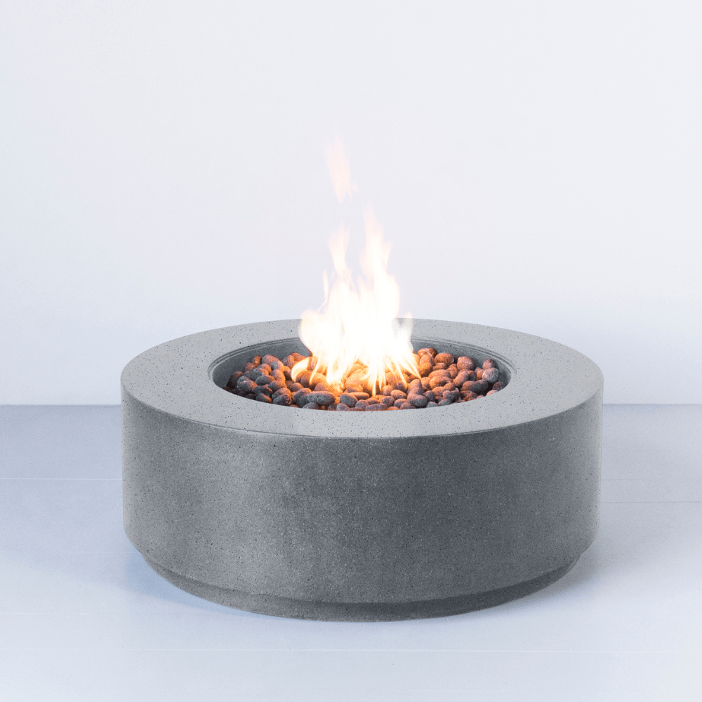 Modern Blaze Oblica Cascade Cliffs Round Fire Pit