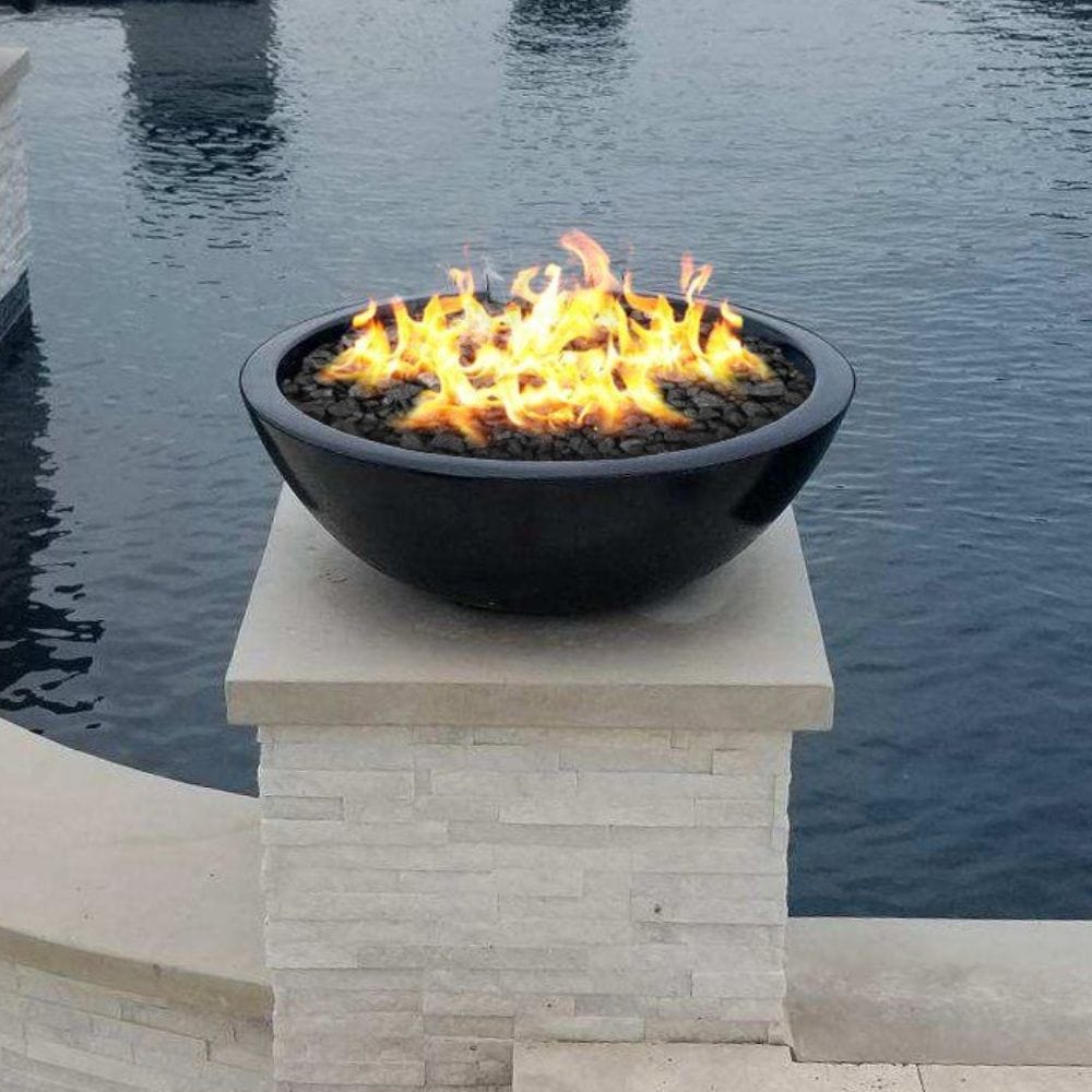 Modern Blaze Round Ivory Concrete Gas Fire Bowl