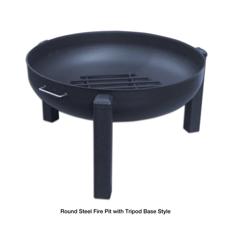 Modern Blaze Round Steel Fire Pit with Tripod Base
