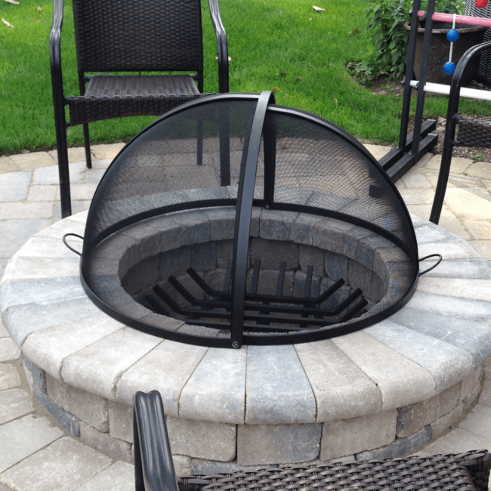 Modern Blaze Round Pivot Steel Fire Pit Screen