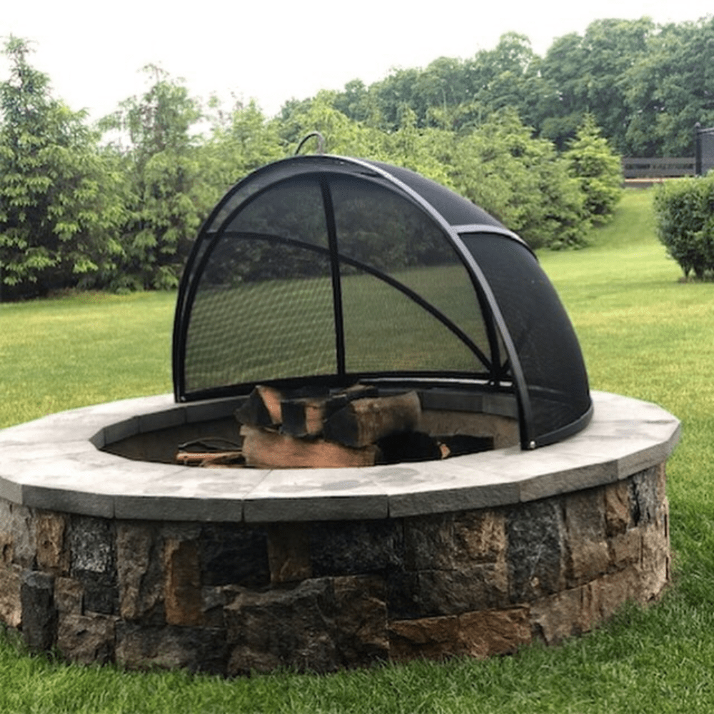Modern Blaze Round Steel Fire Pit Screen - Patio Fever