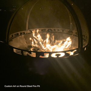 Custom Art on Modern Blaze Round Steel Fire Pit Screen