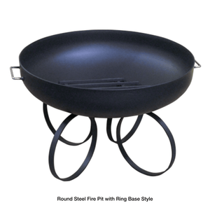 Modern Blaze Round Steel Fire Pit with Ring Base
