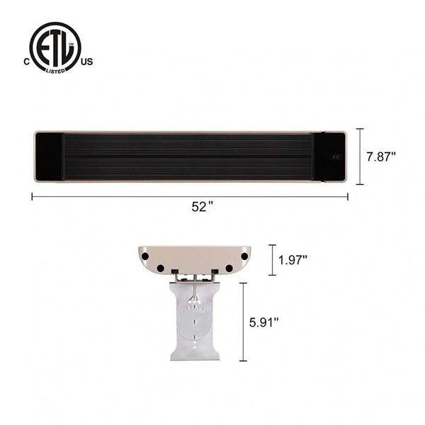 RADtec Design Series 72" 3300W 220V Indoor/Outdoor Infrared Electric Heater and Its Mounting Bracket