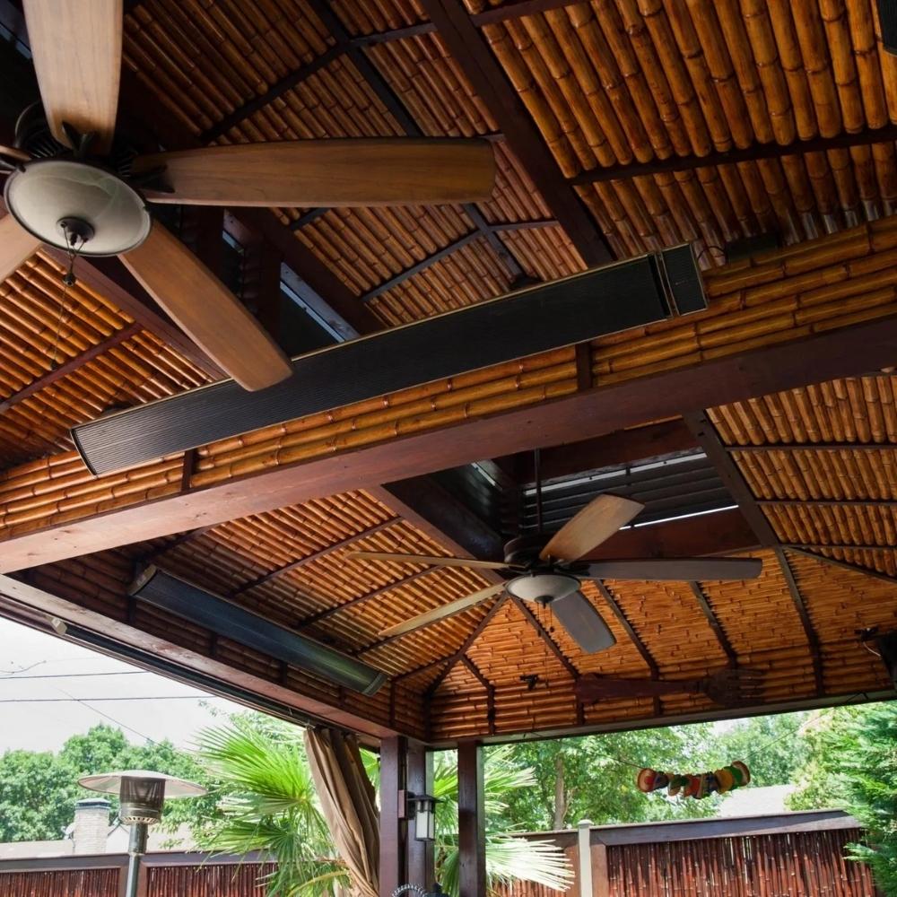 RADtec Design Series 82" 3200W 220V Infrared Electric Heater Installed on a Beam