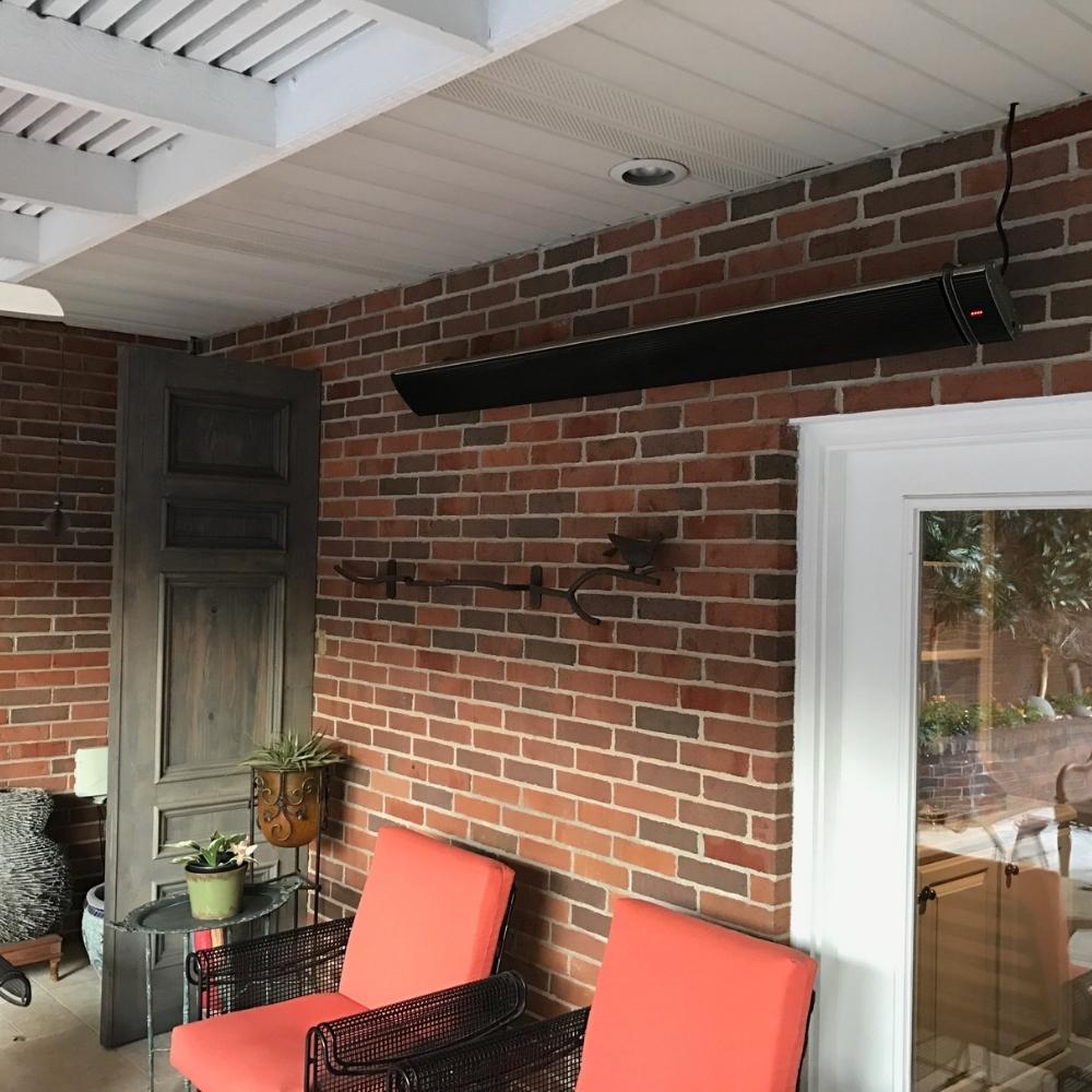RADtec Design Series 82" 3200W 220V Infrared Electric Heater Installed In a Covered Patio - room setting