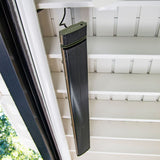 radtec design series infrared electric heater mounted on a beam - side view