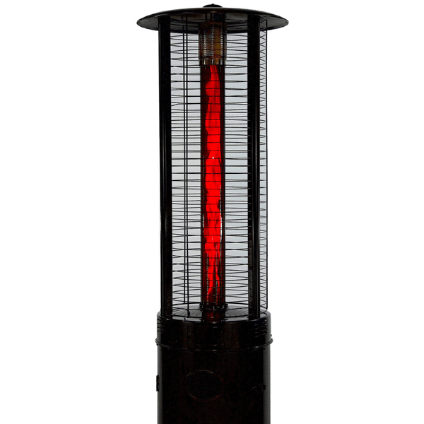 RADtec Ellipse Flame 78-inch Black Propane Patio Heater Base with ruby glass - side view