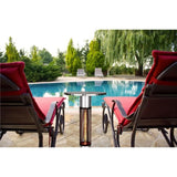 RADtec Small Bistro Square 24" 1500W 110V Infrared Table Heater Beside A Pool