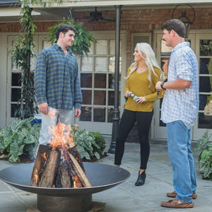 Seasons Fire Pits Concave Round Steel Fire Pit with 3 People