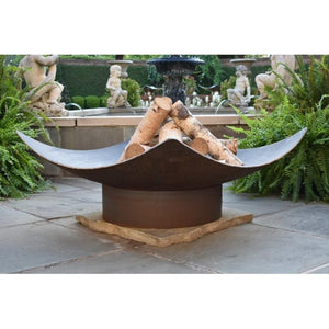 Seasons Fire Pits Quadrilateral Square Steel Fire Pit by a Fountain