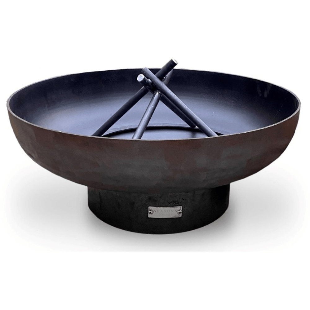 Seasons Fire Pits Vulcan Round Steel Fire Pit with Conical Grate - angle view