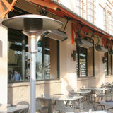 Sunglo Portable Stainless Steel Propane Heater in Outdoor Dining Area - lifestyle view