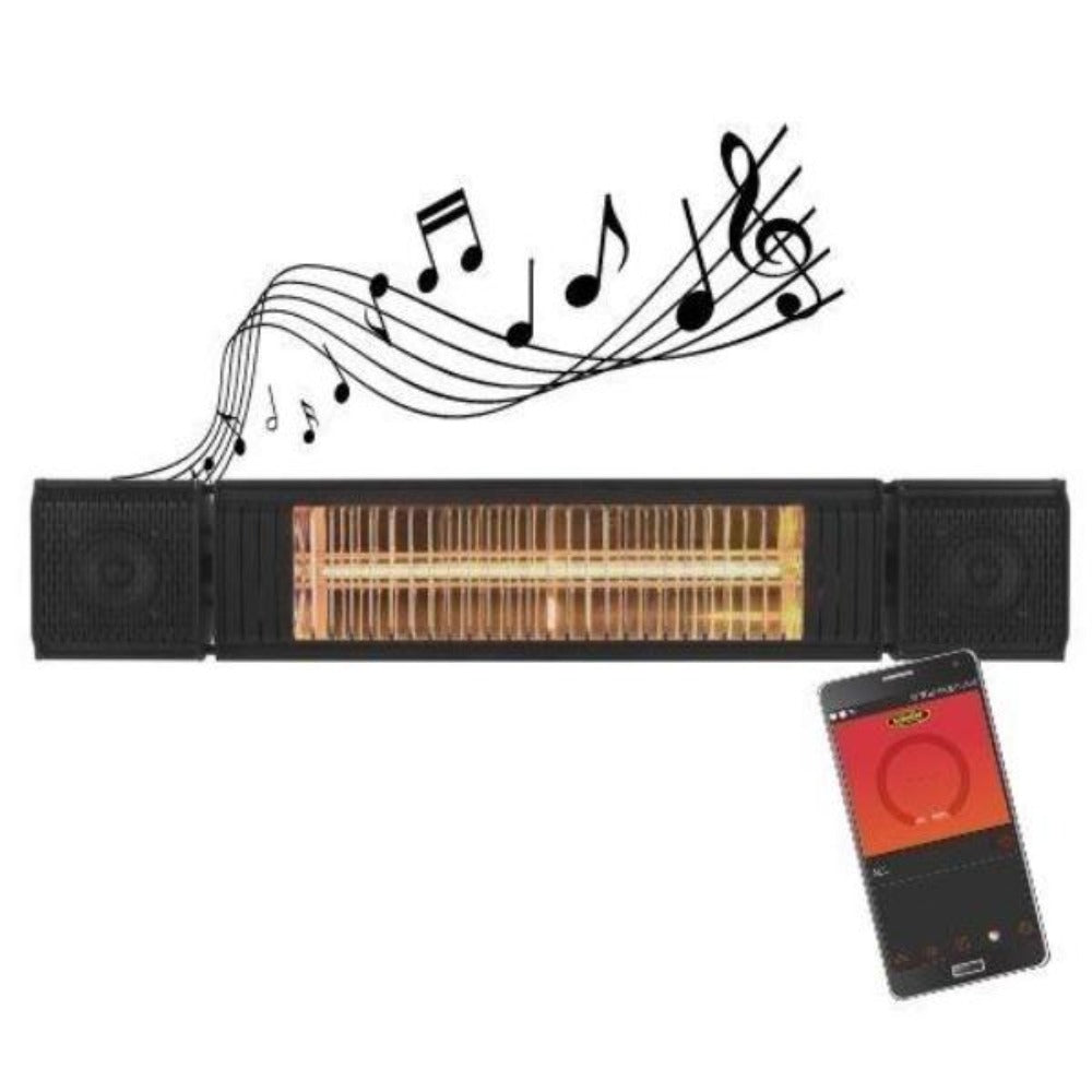 Sunheat and Beat Electric Wall Mounted Heater with Bluetooth and Remote- Black