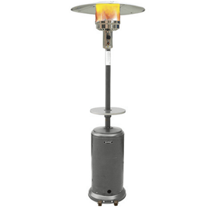 SUNHEAT Round Silver Hammered Portable Propane Patio Heater With Drink Tray