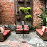 SUNHEAT Square Golden Hammered Tabletop Propane Heater in a patio