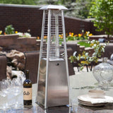 SUNHEAT Decorative Stainless Steel Propane Tabltop Heater with Flame - side view