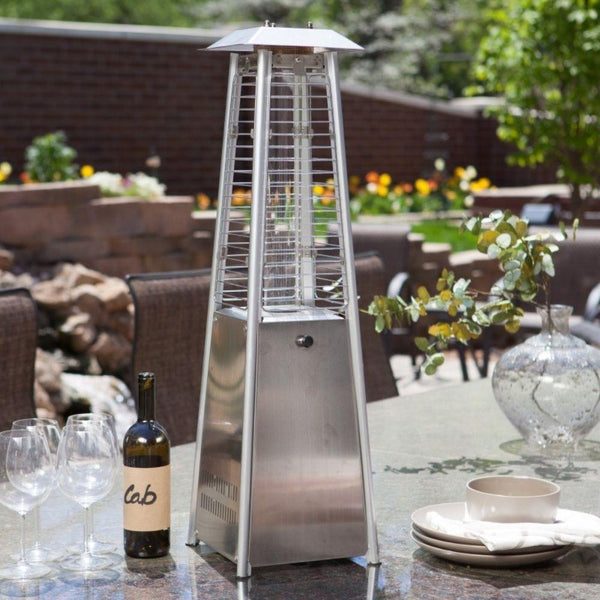 SUNHEAT Decorative Stainless Steel Propane Tabltop Heater with Flame - side view