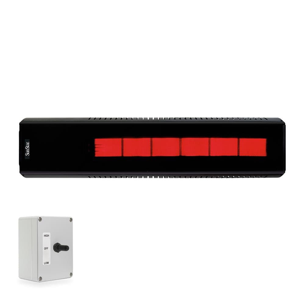 SunStar Glass Black Ceiling Mounted 2-Stage Infrared Gas Heater with switch