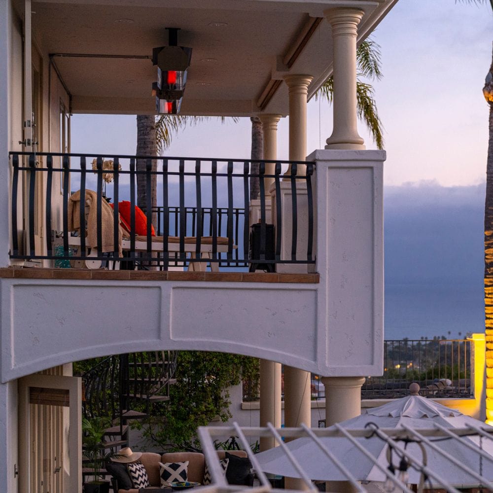 SunStar Glass Marine Grade Ceiling Mounted Infrared Gas Heaters in terrace