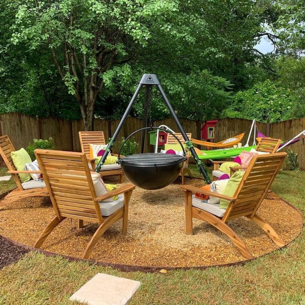 cowboy cauldron fire pit grill at the backyard