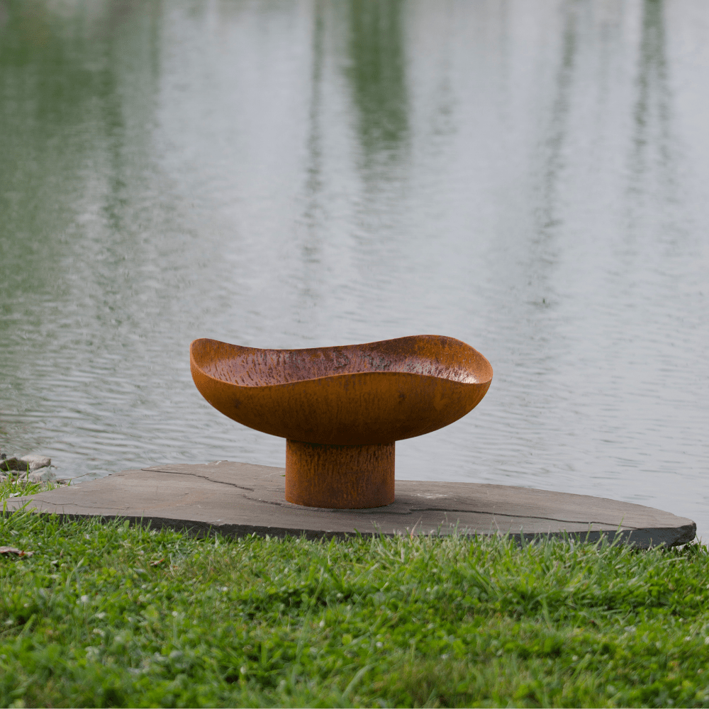 The Fire Pit Gallery 24-Inch Mini Sand Dune Steel Fire Bowl during the day